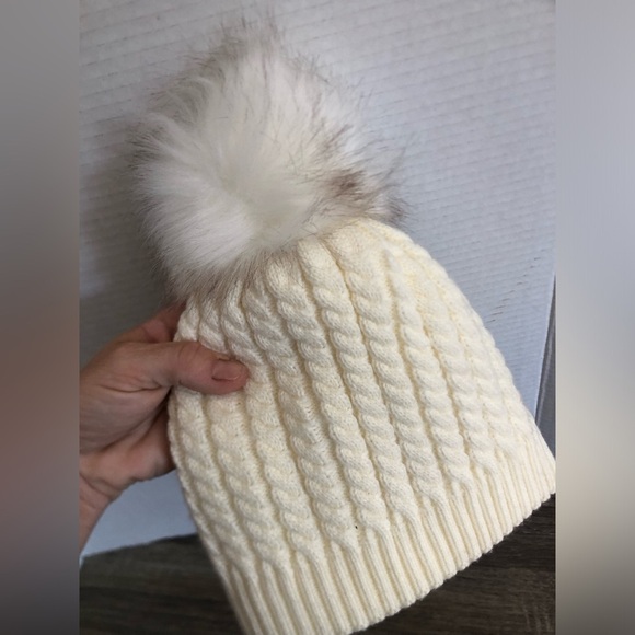 Cream Knit Pom-Pom Winter Hat - Picture 9 of 9